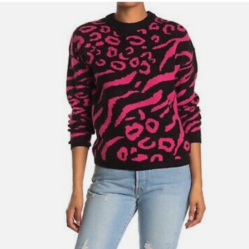 Elodie Animal Print Sweater Pink Women’s Size XL Knit Pullover‎ Long Sleeves NWT
